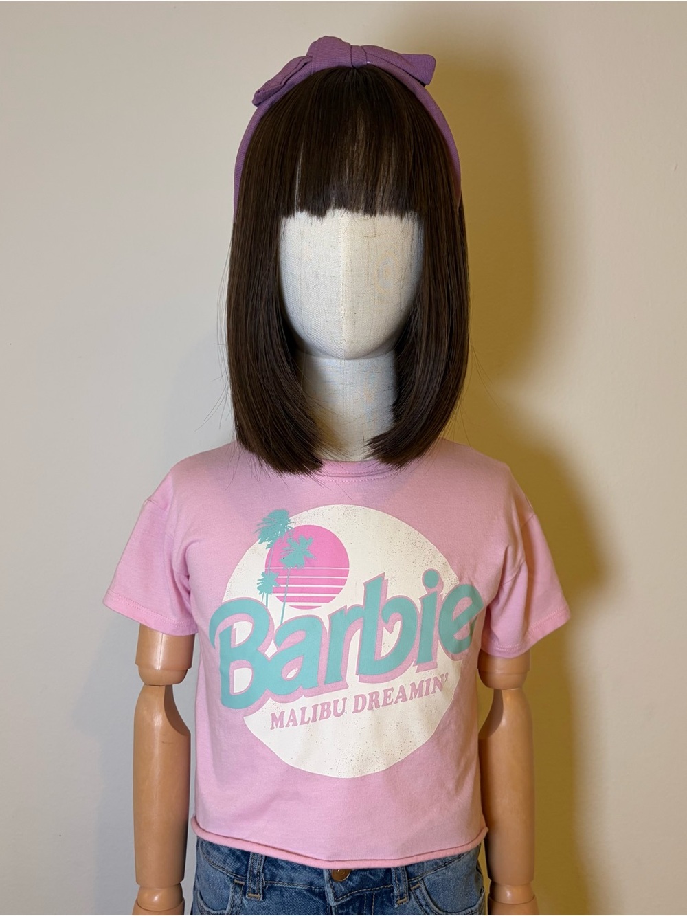 Pink Barbie Logo Cropped Tee Girls 4T